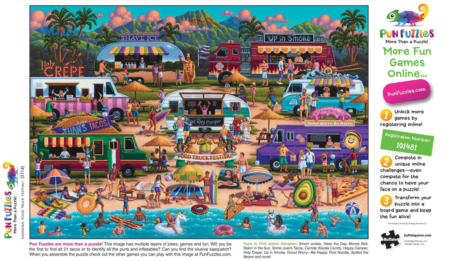 Buffalo Games - Le puzzle Pun Fuzzles - Hawaiian Food Truck Festival - en 2000 pièces