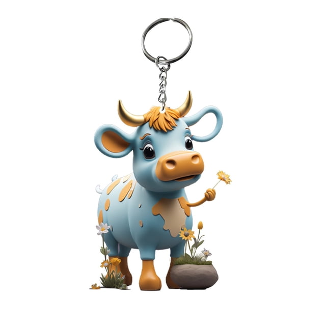Cow Pendant Keychain Acrylic Animal Charm for Keys Bags Phones 1 Piece