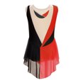 thumbnail image 2 of MSemis Kids Girls Shiny Diamond Color Block Mesh Splice Gymnastics Leotard Skating Jumpsuit Dance Red 14, 2 of 7