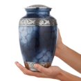 thumbnail image 4 of Urne Commémorative de Crémation Rappelée pour Cendres Humaines, Urne Funéraire pour Adultes Argentée et Bleue avec Sac en Velours, 4 of 15