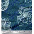 thumbnail image 1 of Soimoi Japan Crepe Satin Fabric Animal Skin,Shell & Octopus Ocean Print Fabric by Yard 42 Inch Wide, 1 of 3