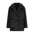 thumbnail image 4 of LSLJS Women Solid Color Long Sleeve Collar Plush Coat Fashion Warm Coat, 4 of 6