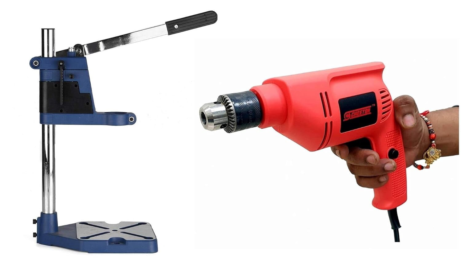 10 Mm Drill Machine Set 400w | Variable Speed & Reverse & Forward Rotation | 10mm Chuck | 2600 Rpm | Electrical Power Tool Kit | For Wall Wood Metal Sheets | Mini Drill Machine Stand