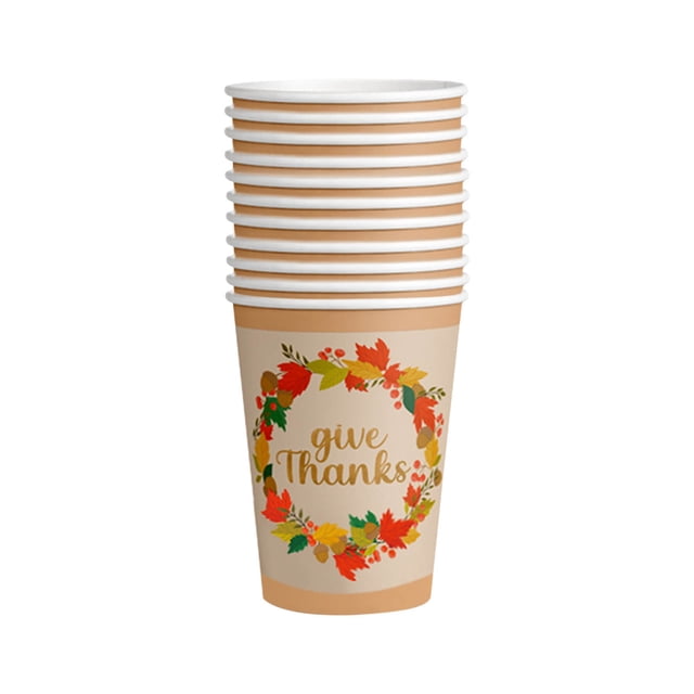 Pisexur Thanksgiving Decoration Disposable Paper Cup Banquet Party