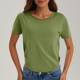 thumbnail image 2 of Yuyuzo Hauts Courts pour Femmes T-Shirts à Manches Courtes Col Rond Hauts de Sortie T-Shirts Unis Hauts, 2 of 7