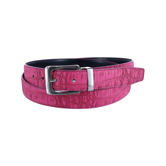 CTM® Leather Matte Reversible Croc Print Clamp on Buckle Belt