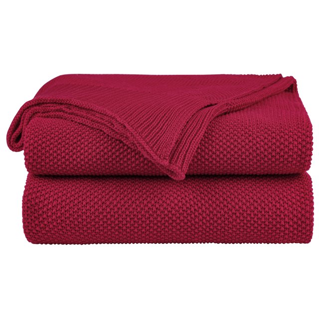 Unique Bargains Couverture Jetée Tricotée Douce 100 % Coton Unie pour Canapé Sofa Chambre