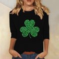 thumbnail image 1 of Meichang Hauts pour Femmes Manches 3/4 Chandails St Patricks Day T-Shirts Graphiques Porte-Bonheur Décontractés Coupe Ample Col Rond Vert Hauts Irlandais, 1 of 4