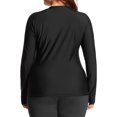 thumbnail image 3 of Charmo Womens Plus Size Long Sleeve Rash Guard Top Zipper Swimsuit Swim Shirt, 3 of 6