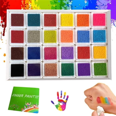 Riforla Trousse Amusante de Peinture pour Doigts 24 Couleurs Ensemble de Peinture pour Doigts Lavable avec Livre pour Enfants Bricolage Ensembles de Peinture pour Doigts pour la Journée des Enfants Noël Fournitures de Peinture Artistique (24) Fournitures de Peinture Blanc