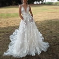 thumbnail image 2 of Robes de Fête Blanches Robe Élégante en Dentelle pour Femme Décolleté en V Profond à Bretelles Robe de Mariée de Mariage Robe de Soirée Robes d'Invitée de Mariage pour Femmes, 2 of 6