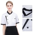 thumbnail image 2 of kurtrusly Chef Jacket Men Chef Coat Skin Friendly Chef Uniforms O-Neck Cheap Short Sleeve Tops Bakery Cooking Clothes Work Wear White XXXXL, 2 of 5
