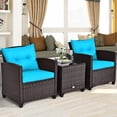 thumbnail image 4 of Giantex 3 Pieces Patio Furniture Set, PE Rattan Wicker 3 Pcs Outdoor Sofa Set w/Washable Cushion and Tempered Glass Tabletop, Conversation Furniture for Garden Poolside Balcony (Turquosize), 4 of 10