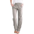 thumbnail image 1 of Kcodviy Women Solid Straight Solid Sweatpants Women Elastic Pants Long Drawstring Plus Size Extra Long Yoga Pants Linen Women Waist Cotton Work Pants for Women Plus Size Casual Pants, 1 of 4