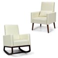 thumbnail image 1 of Patiojoy Set of 2 Dual-use Upholstered Rocking Chair with Wood Leg & Pillow Relax Sofa Chair Beige, 1 of 10
