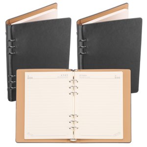 REGALWOVEN 6 Couvre-bête, paquet de 2 A5 Carnet de notes en cuir Binder Loose Leaf Planner avec 160 Feuilles Papier, noir