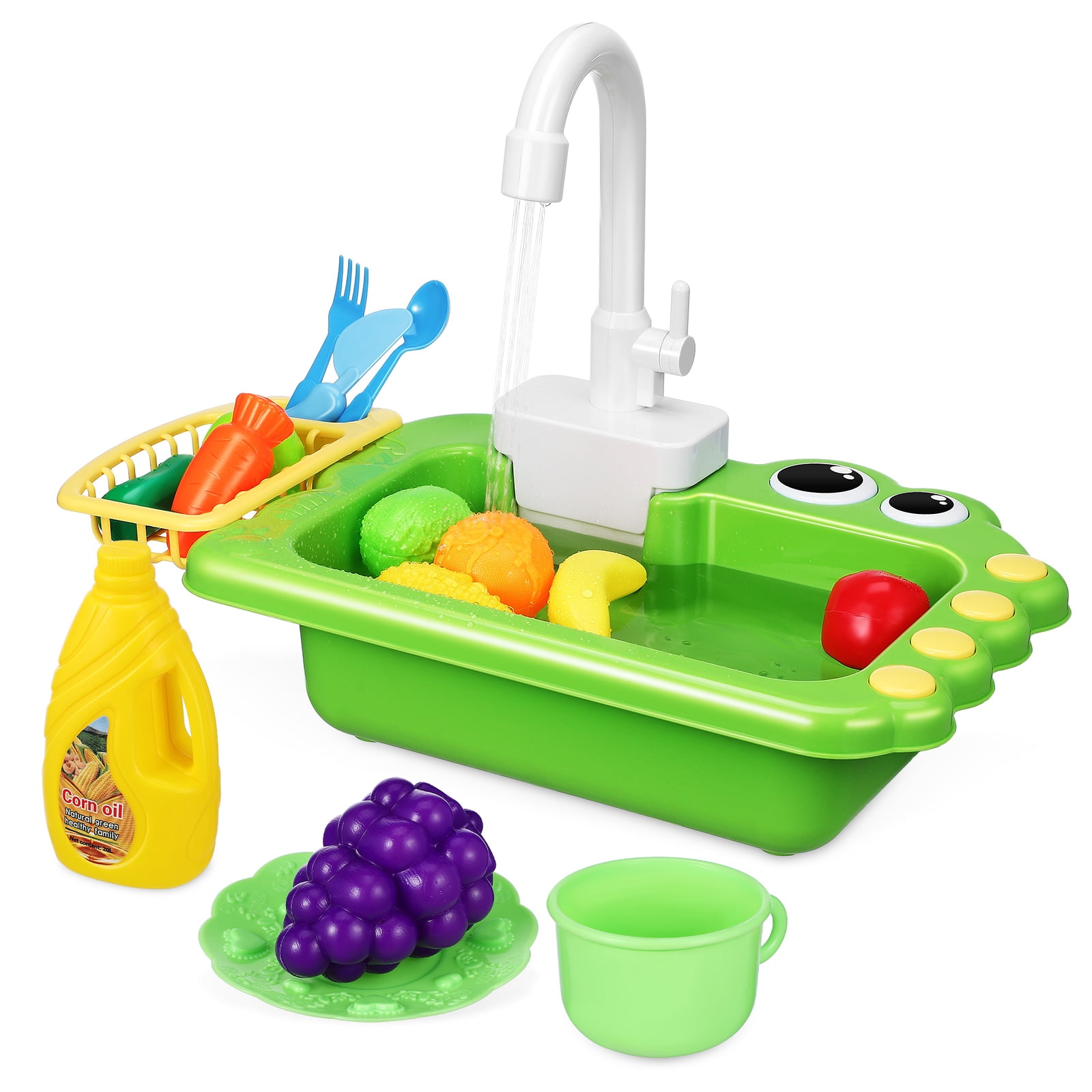 1 Set Kids Sink With Running Water Play Sink Kitchen Sink Toy Toddler Play Sink Toy Kitchen Sink Working Sink For Toddler