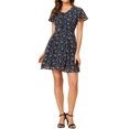 thumbnail image 2 of INSPIRE CHIC Women's Floral Lace-up Chiffon Dress, 2 of 6