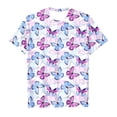 thumbnail image 1 of T-shirts Filles Manches Courtes Imprimé Papillons Décontracté Tops Filles Tops Violet 6-7 Ans, 1 of 4