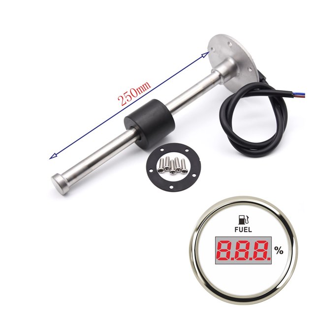 0-190Ohm Oil Tank Level Indicator Meter With Fuel Level Sensor 150MM 200MM 250MM 450MM For Digital 52MM Gauge Fuel Level Gauge ,Suits Most Tanks