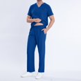 thumbnail image 1 of UPPADA Sarraus Médicaux pour Femmes Ensembles Extensibles Haut à Col en V et Pantalon Cargo à Jambe Grand Ensemble de Sarrau avec Tailles Régulières et Petites Ensemble de Sarrau Athlétique Tenue de Travail d'Infirmière Bleu, TG, 1 of 7
