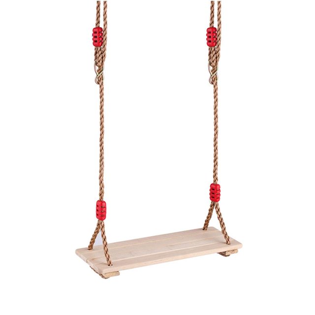 Siège de Balançoire en Bois avec Corde Ajustable par Siruishop, Doté d'Un Siège Plat Couleur Bois Naturel Mesurant Environ 15,75 x 6,30 Pouces. la Balançoire Comprend des Cordes Ajustables d'Une Plage de Longueur de 43,31 à 70,87 Pouces, Fixée avec des orifices de Pression en Corde Plastique Rouge. Convient à une Utilisation Intérieure et Extérieure, Supporte jusqu'à 100 kg et Est Idéale pour les Enfants de 3 Ans et Plus. les Sangles de Suspension et les Connecteurs de Balançoire Ne Sont Pas Inclus.