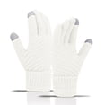 thumbnail image 2 of Women Winter Wool Warm Gloves Solid Color Fleece Knitted Cold Proof Gloves, 2 of 3