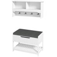 thumbnail image 1 of White Wall Mounted Coat Rack with Bench & Shoe Storage - Hall Tree for Entryway, Living Room & Bedroom - MDF Organizer 80” x 20” x 40”, 1 of 7