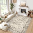 thumbnail image 2 of 9 FTx12 FT Vintage Persian Area Rugs for Living Room, Non Slip Machine Washable Rugs Low Pile Distressed Indoor Rug Floral Print Carpet for Dining Room Bedroom Office, Beige, 2 of 8
