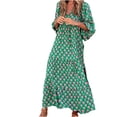 thumbnail image 1 of RKSTN Robes pour Femme Robe à Imprimé Floral à Manches Bouffantes Grande Taille Robe à Manches Courtes à Col en V Fluide Robe Maxi de Soirée, 1 of 9