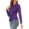 thumbnail image 4 of INSPIRE CHIC Women's Round Neck Front Twist Long Sleeve Blouse Tops, 4 of 5