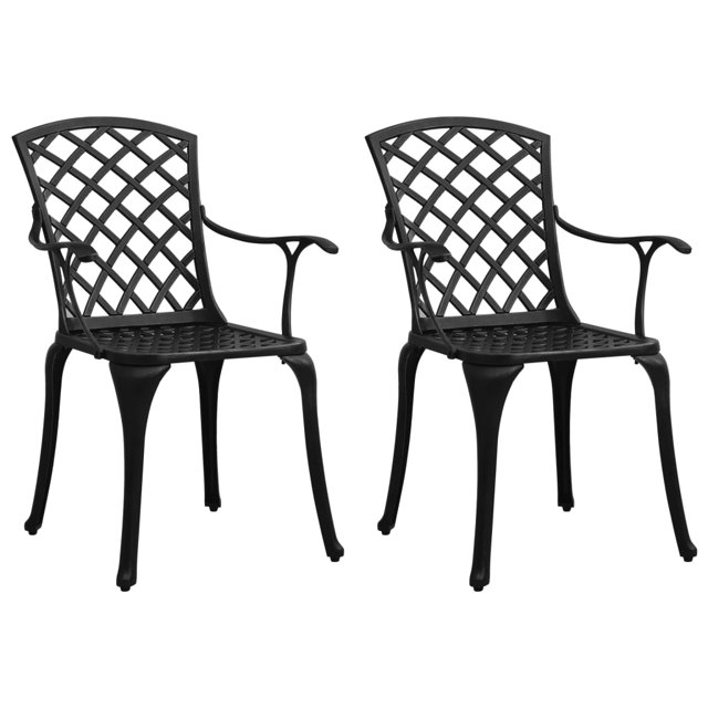 vidaXL Chaises de Jardin 2 Pcs Aluminium Moulé Noir