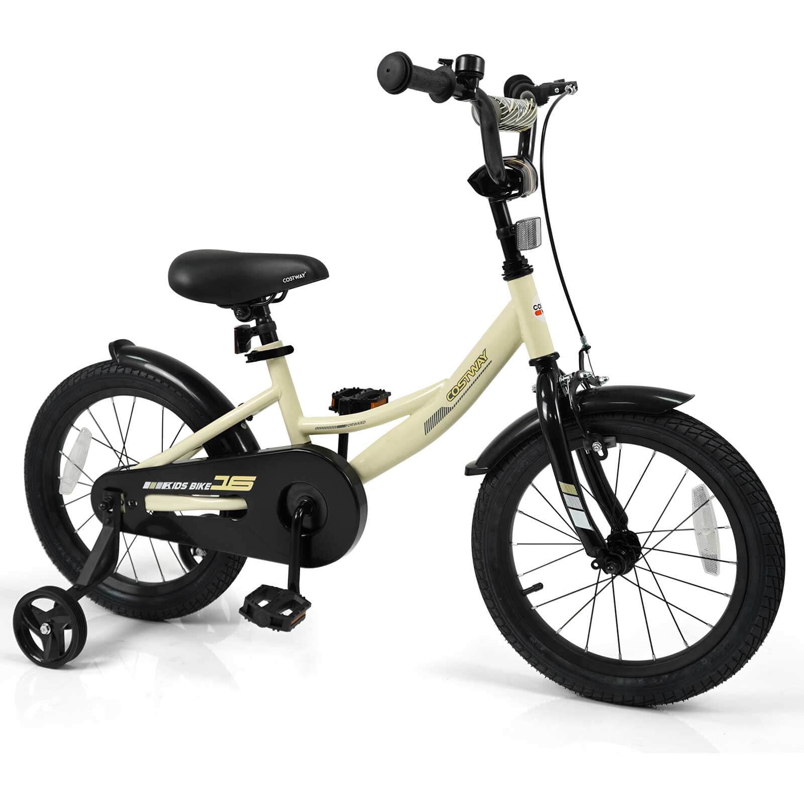 Costway 16 Inch Kids Bike with Training Wheels Dual Brakes Adjustable Seat Handlebar Height
