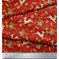 thumbnail image 2 of Soimoi Polyester Crepe Fabric Leaves & Reindeer Animal Print Fabric by Yard 52 Inch Wide, 2 of 3