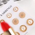 thumbnail image 3 of 6 Pairs Stud Earrings Set Fashion Fake Pearl Earring Set Crystal Ear Studs, 3 of 10