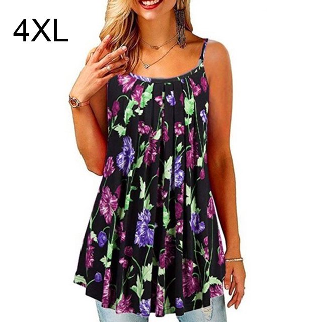 ziyahi Hauts d'Été à Bretelles Col Rond Camisole Sans Manches Imprimée Vêtements pour Femmes, Type 4, 4TG