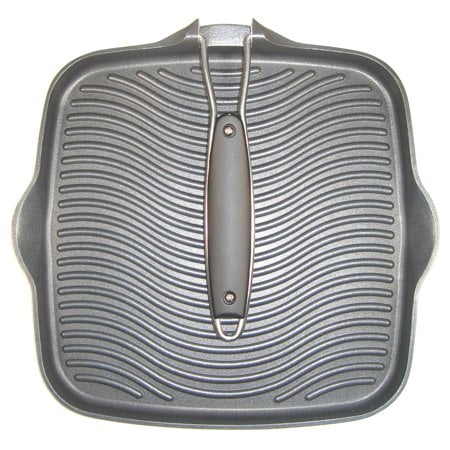 Starfrit Die-Cast Aluminum Nonstick 10-Inch Square Grill Pan with Foldable Handle