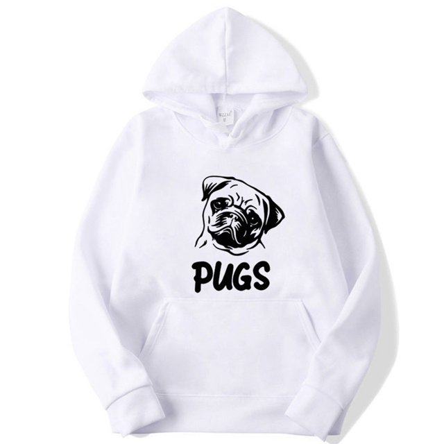 Chandail Imprimé Hip hop pug pour Hommes et Femmes (Blanc, 2TG)