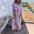 thumbnail image 1 of Ovzne Robes pour Femmes Robe de Plage Robe d'Été Aguichant Mode Imprimée avec Poche Manches 3/4 Col en V Robe de Vacances Imprimée Liquidation, 1 of 4