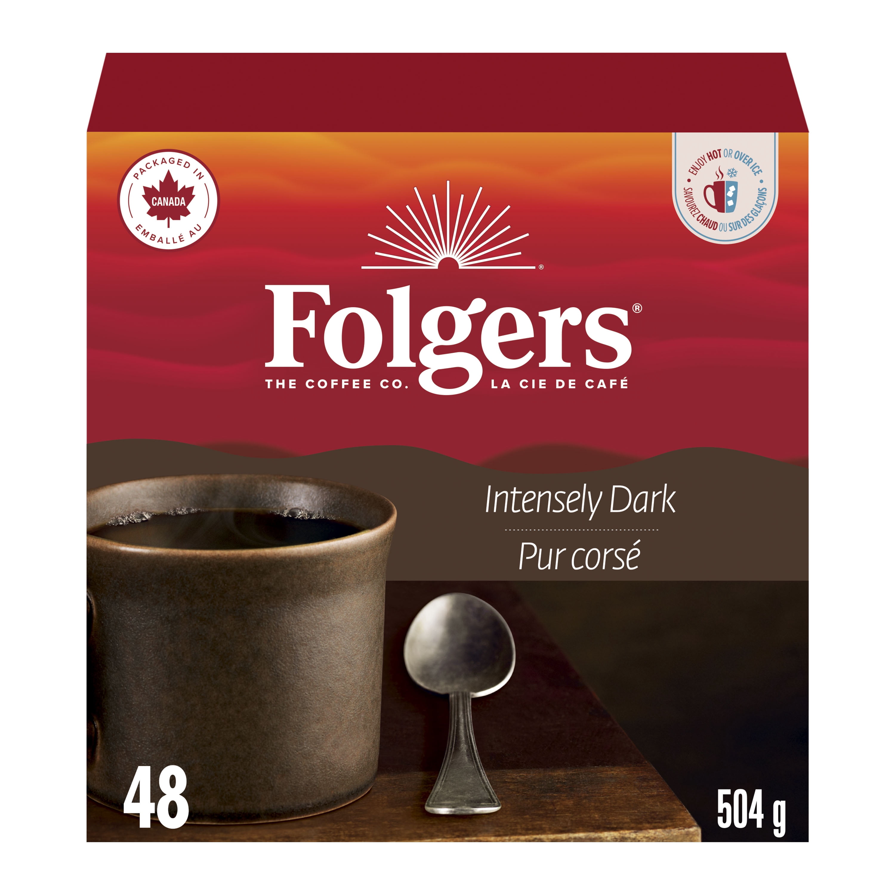 Folgers Intensely Dark Extra Dark Roast Coffee, Single-Serve K-Cup Pods For Keurig Coffee Makers, 48 Pods