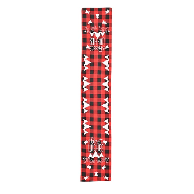 Xmas Table Runner Washable Red Plaid Tablecloths Printed Rectangle Placemat Kitchen Birthday Home Living Room Decorations Xmas Tree