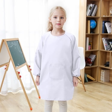 Long Sleeve Artist Painting Apron Smock With Pocket Kids Art Wear Protective Children Craft Coverall