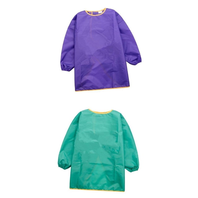 GUOOL 2 Pcs Tablier Imperméable pour Enfants à Manches Longues Blouse Peinture Art Tout-Petit L Vert