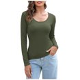 thumbnail image 1 of Timegard Hauts pour Femmes Col Rond Côtelé Manches Longues T-Shirt Basique sous-Vêtements Automne Décontracté Ample Hauts, 1 of 6