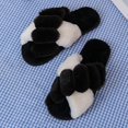 thumbnail image 4 of Coofit Cross Band Slippers Plush: Non-skid Fluffy Slippers Open Toe Slippers for Women, 4 of 10
