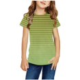 thumbnail image 1 of WRKEKC T-Shirts pour Filles, Hauts d'Été pour Filles, T-Shirts d'Été Décontractés pour Filles à Col Rond avec Imprimé Rayé Dégradé, Manches Courtes Tendance et Respirants, 1 of 4