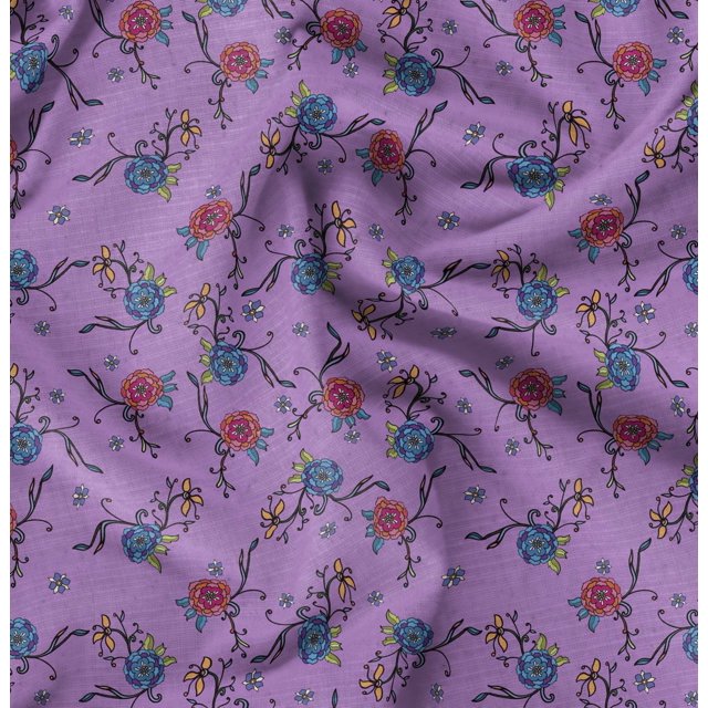 Soimoi Blue polyester Crepe Fabric Flower Floral Print Fabric by Yard 52 Inch Wide