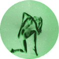 thumbnail image 1 of Ahgly Company Tapis Rond Lavable en Machine Intérieur Transitionnel Vert, 3 Pieds Rond, 1 of 7