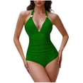 thumbnail image 2 of TIMIFIS Swim Suits 2025 - Womens Ones Piece Tummys control Swimsuit Ruched Push Up V Neck High Waisted Bathing Suit, 2 of 5