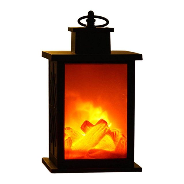 pitrice Portable LED Fireplace Lantern Flamless Fire Effect Lamp Lawn Porch Hallway LED for Fireplace Lamp Home Garden M Square